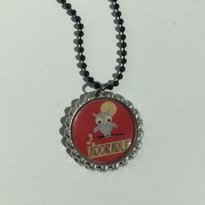 Bottle cap pendant🍭black ball & chain necklace